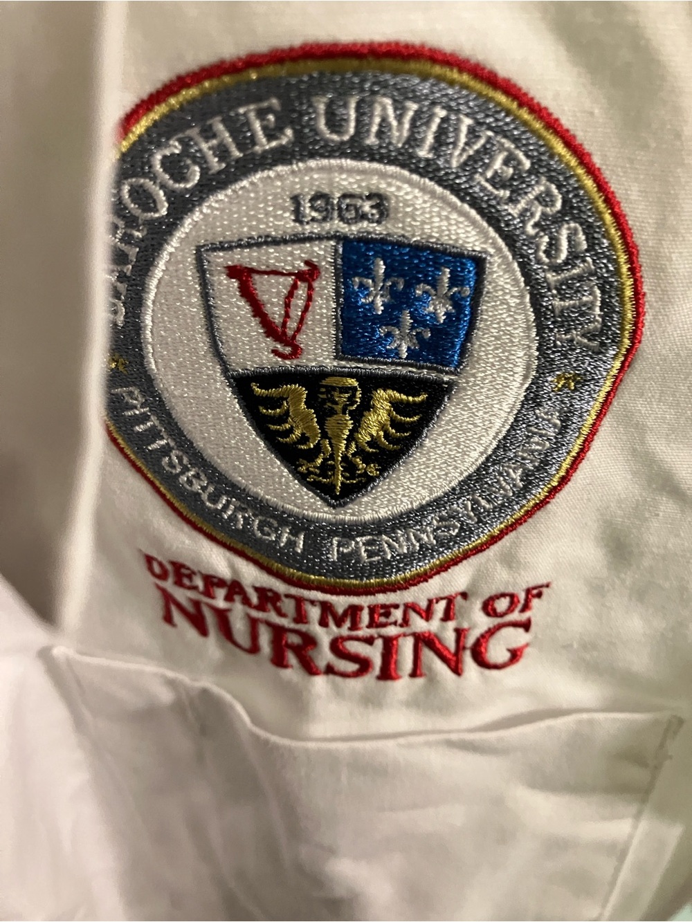 White Coat - with Badge, La Roche University Department of Nursing Embroidered